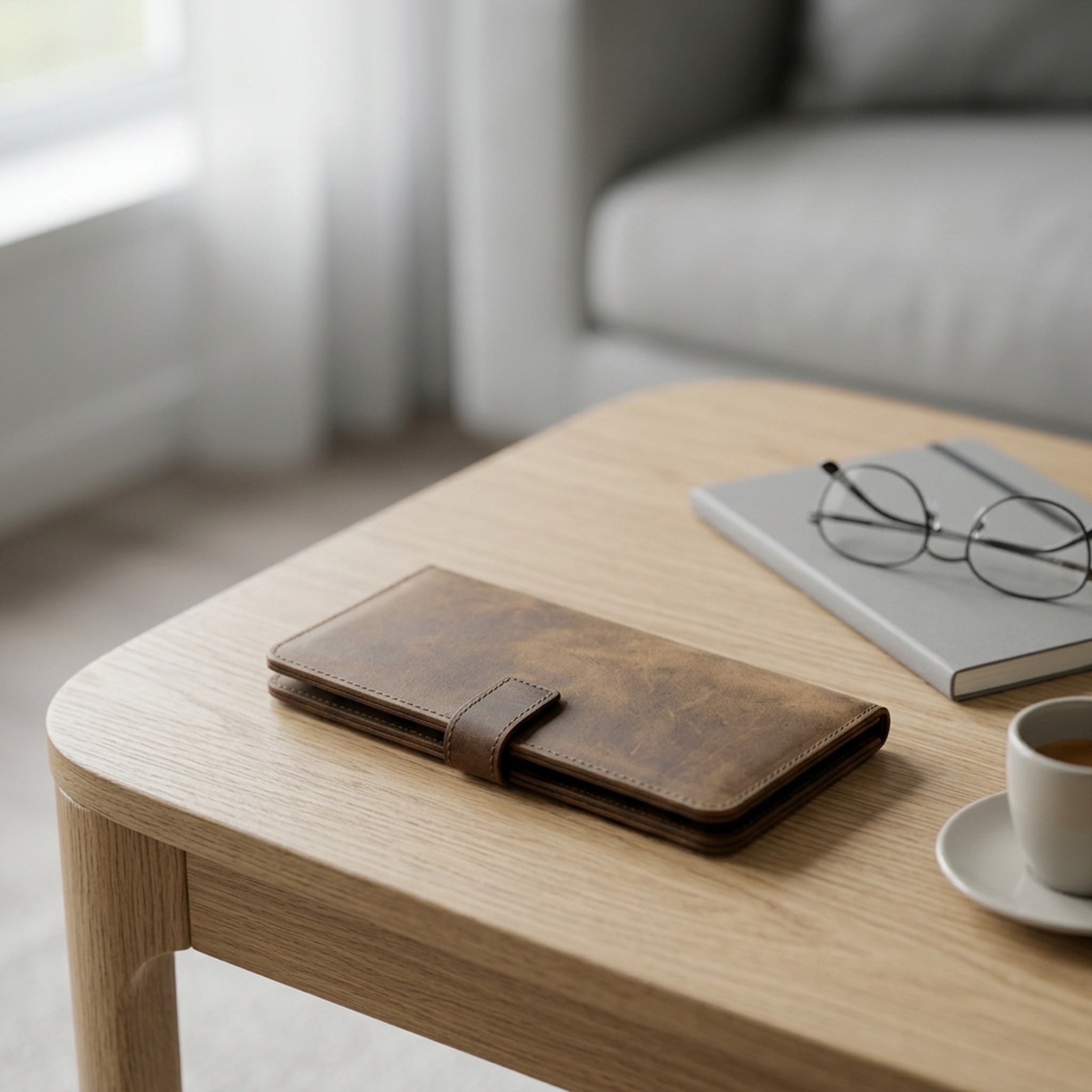 Leather checkbook cover — AI-generated listing photo